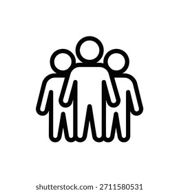Simples ícone de linha preta de três pessoas juntas em um grupo