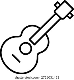 Icono de línea negra simple de un ukelele. Ideal para contenido relacionado con la música, Sitios web, App, gráficos de redes sociales, materiales educativos y publicidad. Diseño de Vector limpio para un fácil escalado.