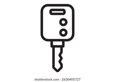 Simple black line illustration of a car key.