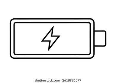 Simple Black Line Illustration of a Charging Battery