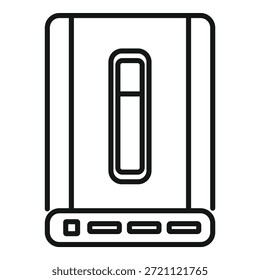 Simples, ilustração de linha preta de um livro fechado, isolado em um fundo branco