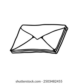 A simple black line illustration of an envelope, symbolizing communication, mail, and messaging
