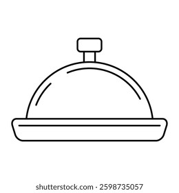 Simple black line illustration of a serving hood or dish cover commonly used in restaurants and catering services.