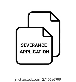 Simple black line illustration of severance application documents on a white background, ideal for HR and business use.
