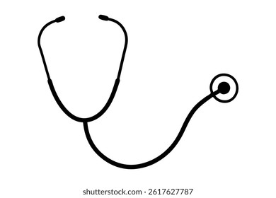 Simple Black Line Illustration of a Stethoscope