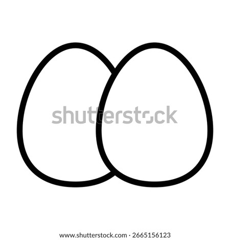 Simple black line illustration of two eggs side by side, clean and minimal style on white background, perfect for culinary, breakfast, and farm-to-table design projects.