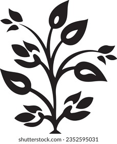 simple black line leaf vector, isolated, growth icon, nature icon