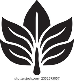 simple black line leaf vector, isolated, growth icon, nature icon