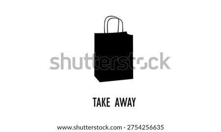 Simple black line paper bag icon, shopping and retail packaging symbol isolated on white background, grocery bag and takeaway packaging concept for web, app and interface design.