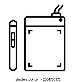 Simple black line pen tablet icon. Great for web viewing.
