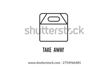 Simple black line picnic takeaway food box icon, lunch meal container and take away packaging symbol isolated on white background, outdoor picnic food and restaurant takeout concept for web, app and interface design.