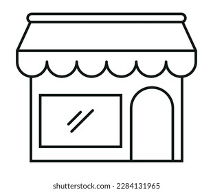 Simple Black Line Shop store exterior for laundry, restaurant, pharmacy and bistro and cafe, store and shop retail street business building isolated on white background