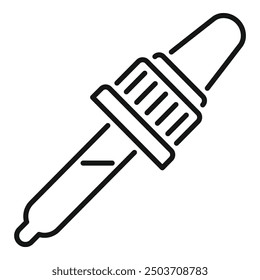 Icono de estilo de línea negra simple de una pipeta que se usa para medir productos químicos líquidos