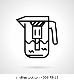 Simple black line vector icon for water filtration jug with filter for domestic water purification. Design element for business, logo and website.