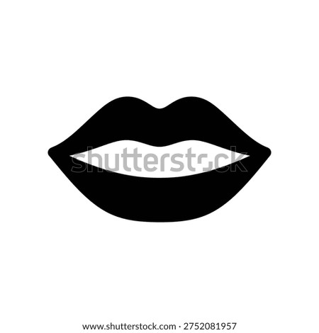 Simple black lips illustration isolated on white, symbolizing beauty, seduction, or kiss