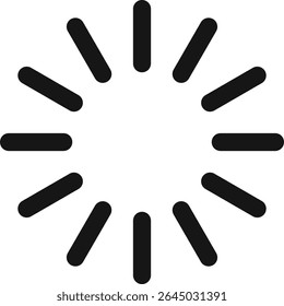 Simple black loading circle icon rotating and indicating a buffering or downloading process, set against a clean white background, representing progress and activity in digital environments