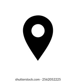 Simple black location pin icon for digital maps and navigation