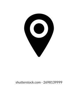 Ein einfaches, schwarzes Pin-Symbol, perfekt für Karten, Navigation, Apps und verschiedene digitale Designprojekte.