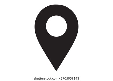 Einfaches schwarzes Pin-Symbol für Karten und Navigationsdesign