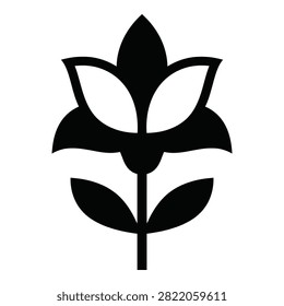 A simple black lotus flower icon on white background, symbolizing spirituality and growth
