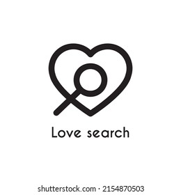 simple black love search outline style icon design