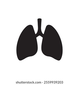 Simple black lungs silhouette vector icon ideal for medical, anatomy, healthcare, or respiratory designs. Clean and modern style perfect for educational or professional use.