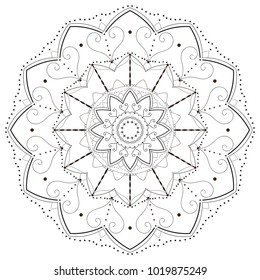 Simple Black Mandala Background, Decorative Arabesque Design 
