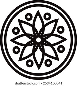 Diseño de símbolo de mandala negro simple
