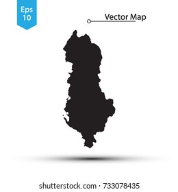 Simple Black Map Of Albania Isolated On White Background. Vector Illustration