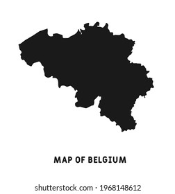 Simple Black Map Of Belgium Isolated On White Background. Vector Illustration