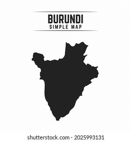 Simple Black Map of Burundi Isolated on White Background