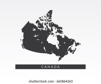 Simple black map of Canada on light gray background.