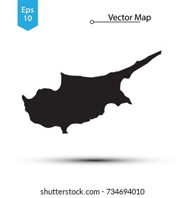Simple Black Map Of Cyprus Isolated On White Background. Vector Illustration