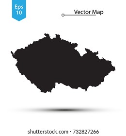 Simple Black Map Of Czech republic Isolated On White Background. Vector Illustration