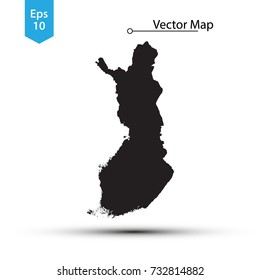 Simple Black Map Of Finland Isolated On White Background. Vector Illustration