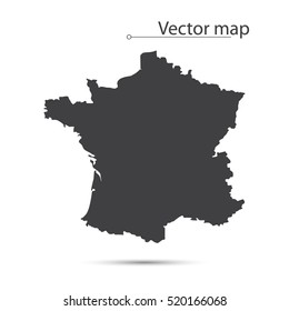 Simple Black Map Of France Isolated On White Background. Vector Illustration