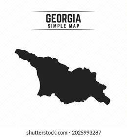 Simple Black Map of Georgia Isolated on White Background