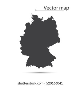 Simple Black Map Of Germany Isolated On White Background. Vector Illustration