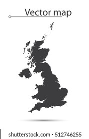 Simple Black Map Of Great Britain Isolated On White Background. Vector Illustration