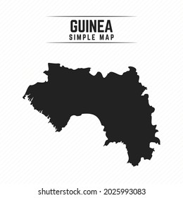 Simple Black Map of Guinea Isolated on White Background