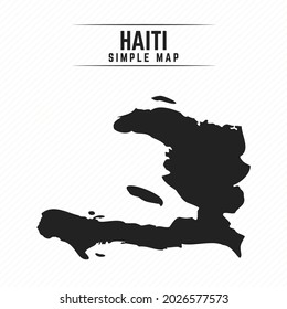 Simple Black Map of Haiti Isolated on White Background
