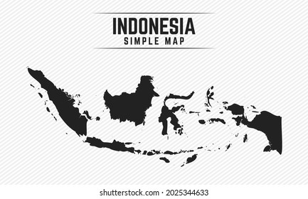 Simple Black Map of Indonesia Isolated on White Background