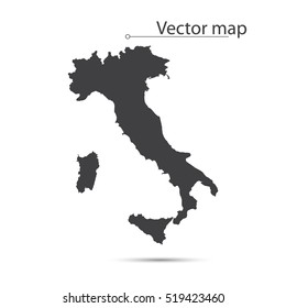 Simple Black Map Of Italy Isolated On White Background. Vector Illustration - Shutterstock ID 519423460