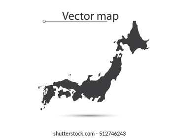 Simple Black Map Of Japan Isolated On White Background. Vector Illustration
