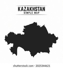 Simple Black Map of Kazakhstan Isolated on White Background