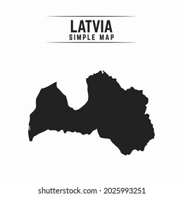 Simple Black Map of Latvia Isolated on White Background