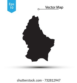Simple Black Map Of Luxembourg Isolated On White Background. Vector Illustration