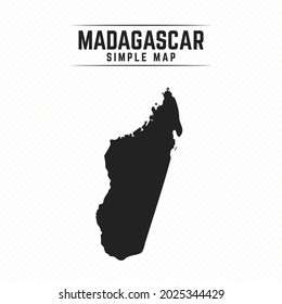 Simple Black Map of Madagascar Isolated on White Background