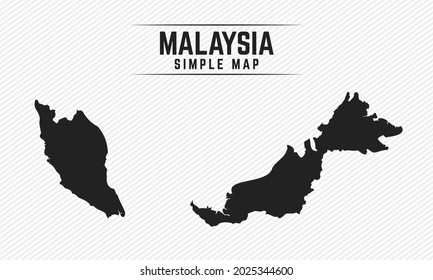 Mapa negro simple de Malasia aislado en fondo blanco