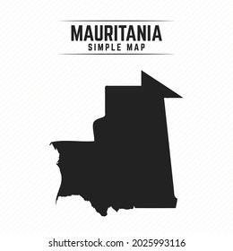 Mapa negro simple de Mauritania aislado de fondo blanco